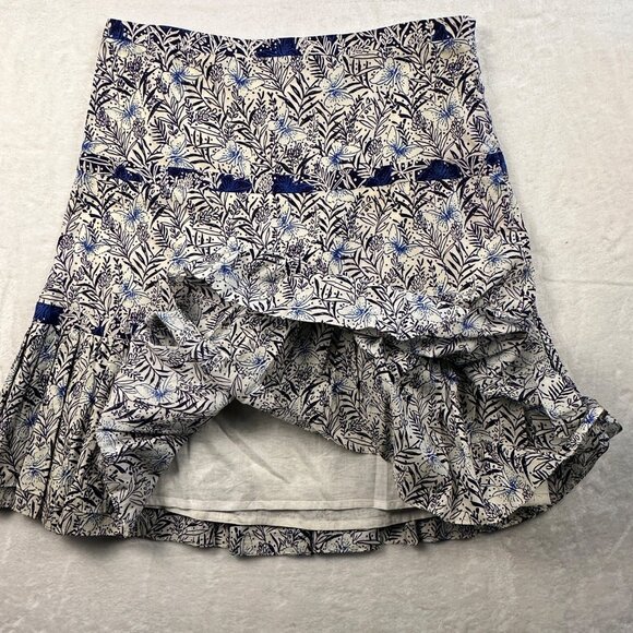 KAREN MILLEN Skirt Blue Floral Tiered Fit & Flare Sz 6 Feminine Butterfly Boho - Picture 8 of 14